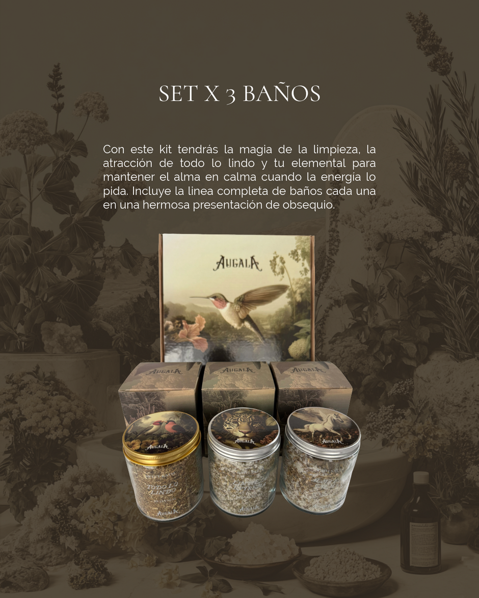 SET X 3 BAÑOS SAGRADOS, SAL LIMPIEZA, TODO LO LINDO Y ALMA EN CALMA