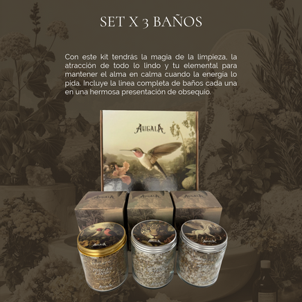 SET X 3 BAÑOS SAGRADOS, SAL LIMPIEZA, TODO LO LINDO Y ALMA EN CALMA