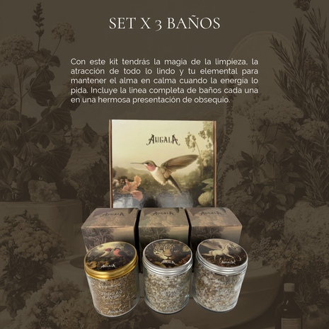 SET X 3 BAÑOS SAGRADOS, SAL LIMPIEZA, TODO LO LINDO Y ALMA EN CALMA
